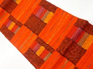 リサイクル　手織り真綿紬色紙に横段模様織出し名古屋帯